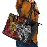 Papua New Guinea Sepik Personalised Leather Tote Bag PNG Bird of Paradise Tattoo - Polynesian Pride