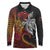Papua New Guinea Sepik Personalised Long Sleeve Polo Shirt PNG Bird of Paradise Tattoo - Polynesian Pride
