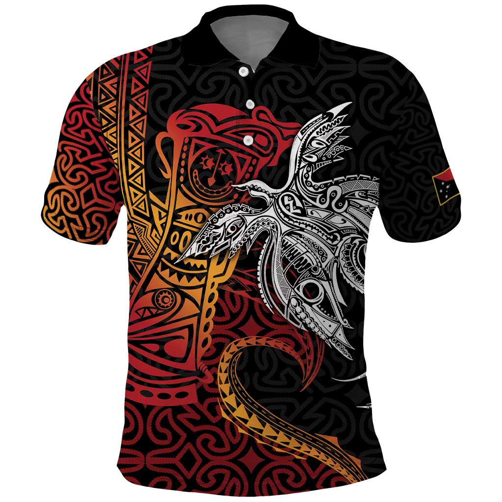 Papua New Guinea Sepik Personalised Polo Shirt PNG Bird of Paradise Tattoo - Polynesian Pride