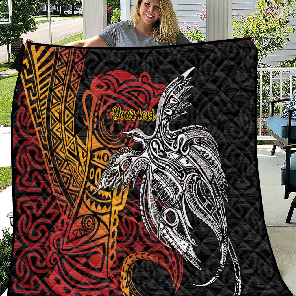 Papua New Guinea Sepik Personalised Quilt PNG Bird of Paradise Tattoo LT9 Black - Polynesian Pride