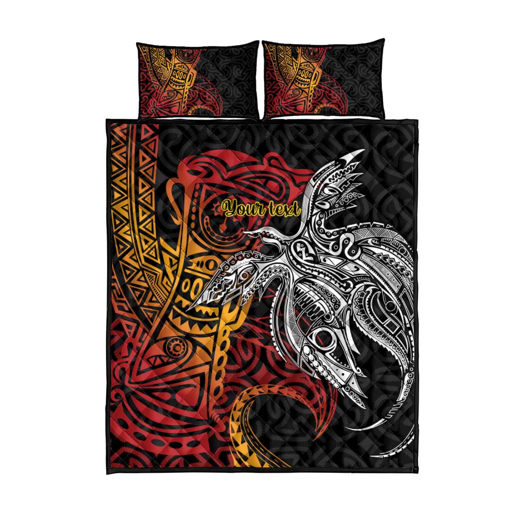 Papua New Guinea Sepik Personalised Quilt Bed Set PNG Bird of Paradise Tattoo - Polynesian Pride