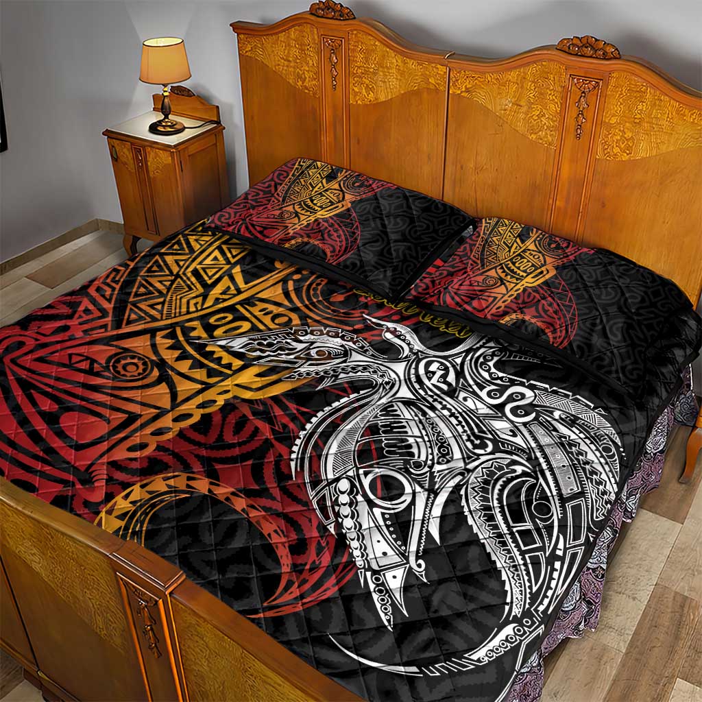Papua New Guinea Sepik Personalised Quilt Bed Set PNG Bird of Paradise Tattoo - Polynesian Pride