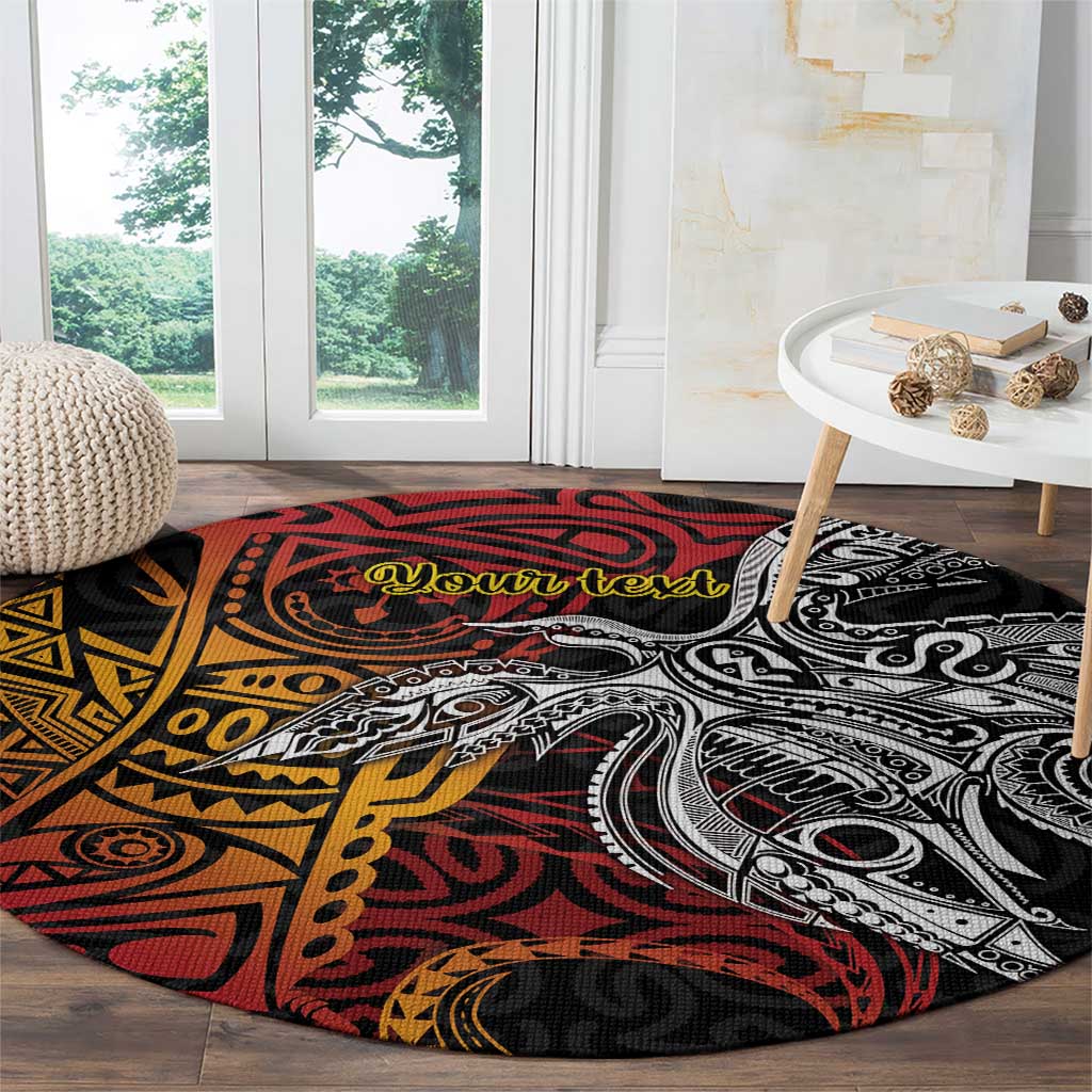 Papua New Guinea Sepik Personalised Round Carpet PNG Bird of Paradise Tattoo - Polynesian Pride