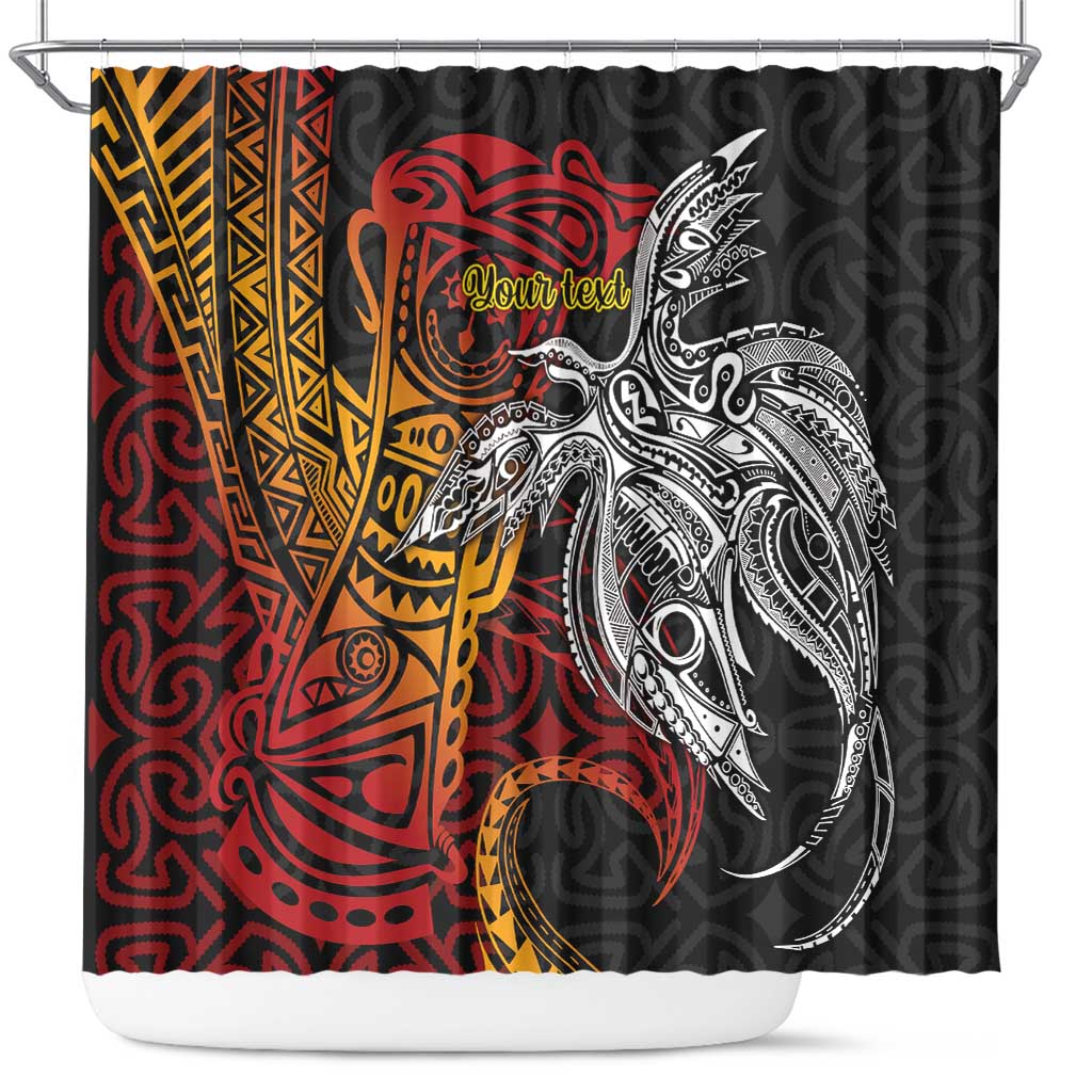 Papua New Guinea Sepik Personalised Shower Curtain PNG Bird of Paradise Tattoo - Polynesian Pride