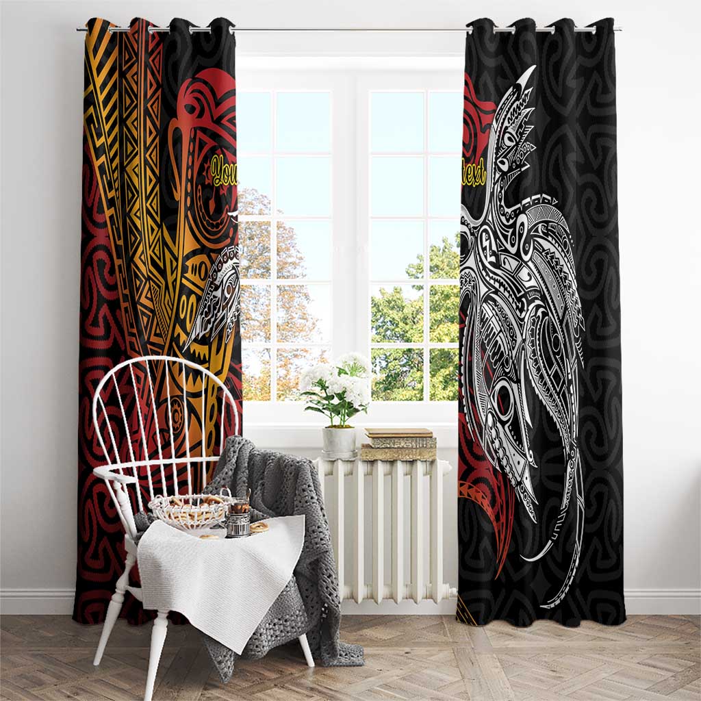Papua New Guinea Sepik Personalised Window Curtain PNG Bird of Paradise Tattoo - Polynesian Pride