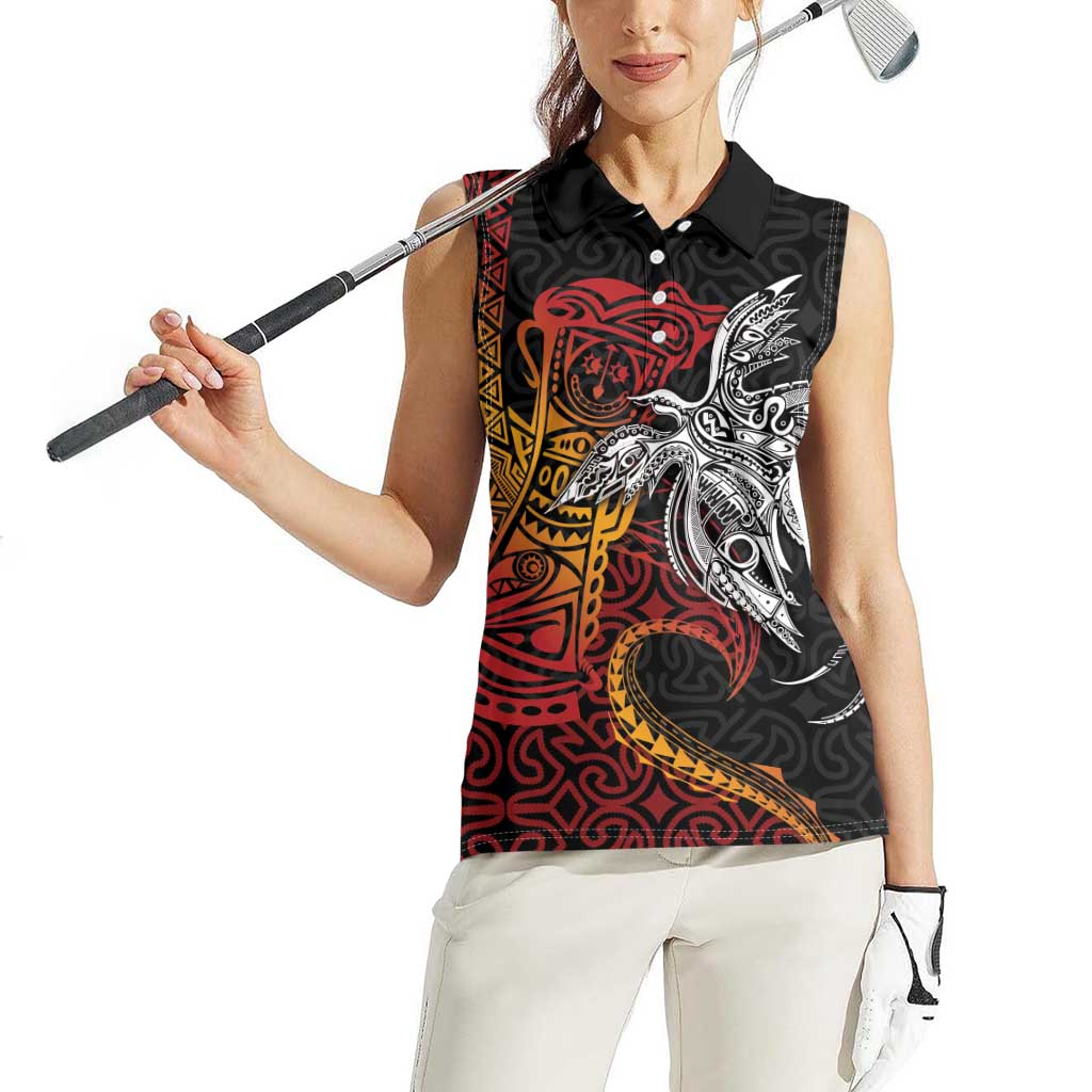 Papua New Guinea Sepik Personalised Women Sleeveless Polo Shirt PNG Bird of Paradise Tattoo - Polynesian Pride