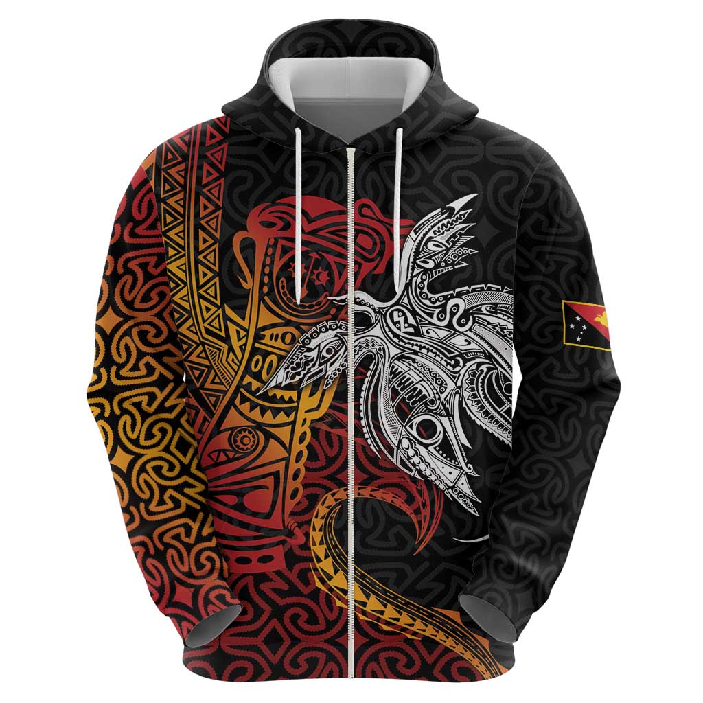 Papua New Guinea Sepik Personalised Zip Hoodie PNG Bird of Paradise Tattoo - Polynesian Pride
