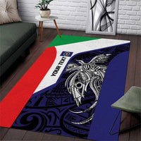Personalised PNG Bougainville Area Rug Bird of Paradise Tattoo Flag Motif - Polynesian Pride