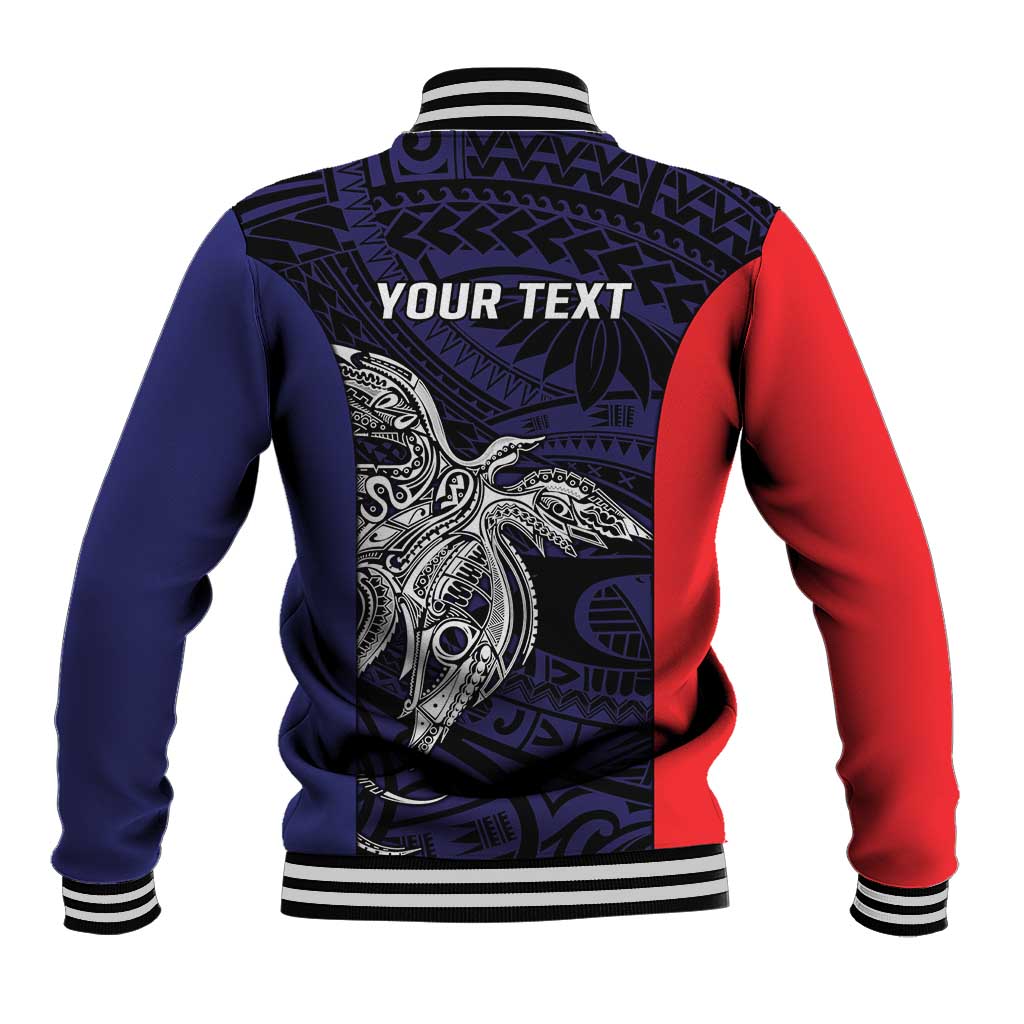 Personalised PNG Bougainville Baseball Jacket Bird of Paradise Tattoo Flag Motif - Polynesian Pride