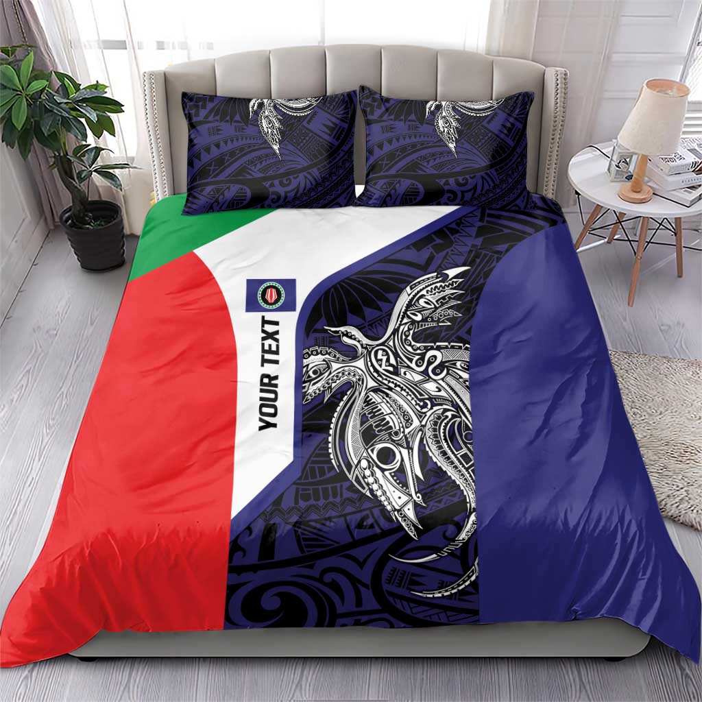 Personalised PNG Bougainville Bedding Set Bird of Paradise Tattoo Flag Motif - Polynesian Pride