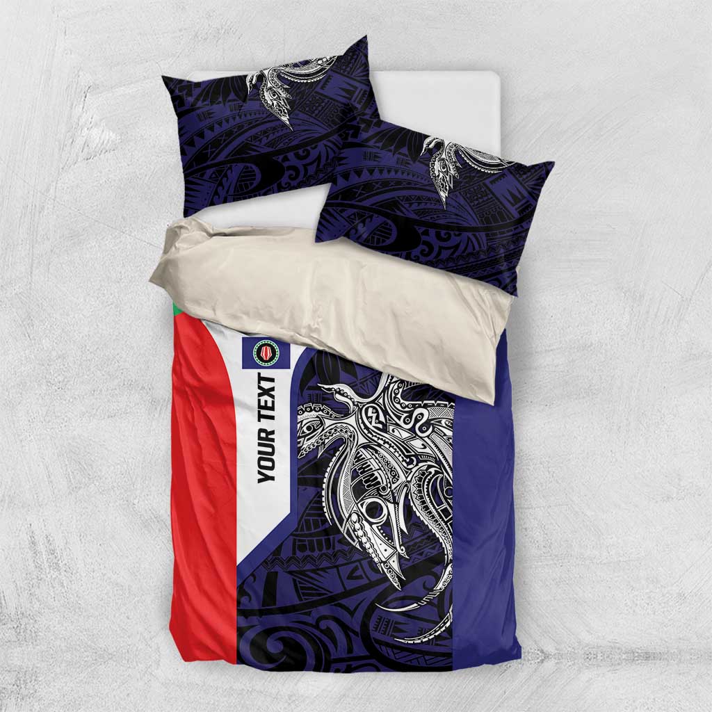Personalised PNG Bougainville Bedding Set Bird of Paradise Tattoo Flag Motif - Polynesian Pride