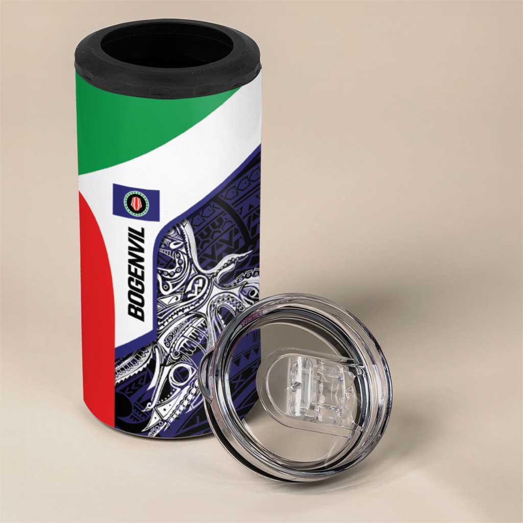 Personalised PNG Bougainville 4 in 1 Can Cooler Tumbler Bird of Paradise Tattoo Flag Motif - Polynesian Pride