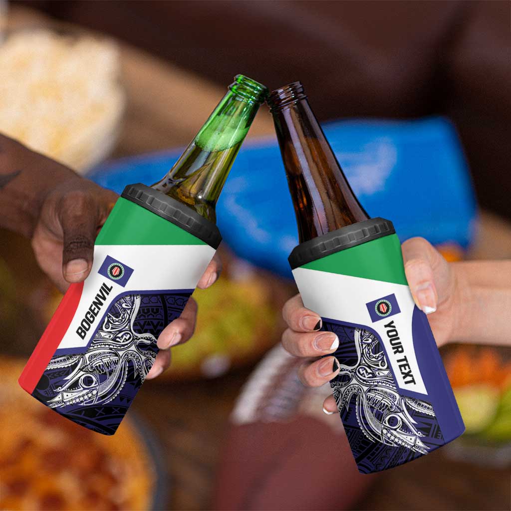 Personalised PNG Bougainville 4 in 1 Can Cooler Tumbler Bird of Paradise Tattoo Flag Motif - Polynesian Pride