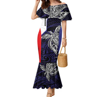 Personalised PNG Bougainville Family Matching Mermaid Dress and Hawaiian Shirt Bird of Paradise Tattoo Flag Motif - Polynesian Pride