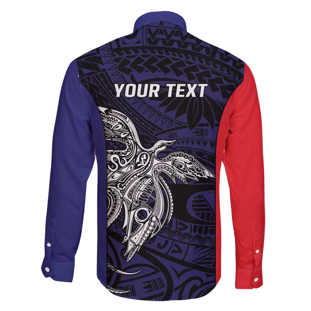 Personalised PNG Bougainville Family Matching Off Shoulder Maxi Dress and Hawaiian Shirt Bird of Paradise Tattoo Flag Motif - Polynesian Pride