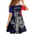 Personalised PNG Bougainville Family Matching Off Shoulder Short Dress and Hawaiian Shirt Bird of Paradise Tattoo Flag Motif - Polynesian Pride