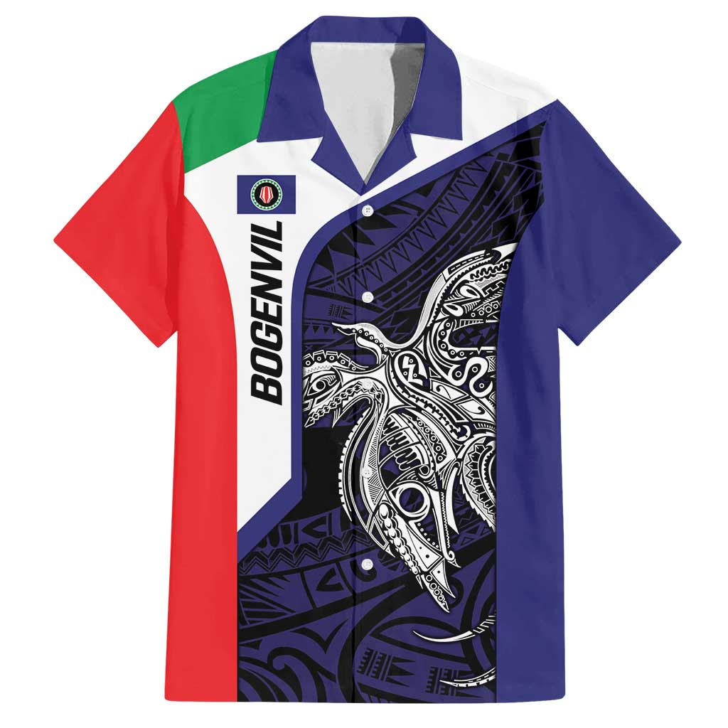 Personalised PNG Bougainville Family Matching Summer Maxi Dress and Hawaiian Shirt Bird of Paradise Tattoo Flag Motif LT9 Dad's Shirt - Short Sleeve Blue - Polynesian Pride