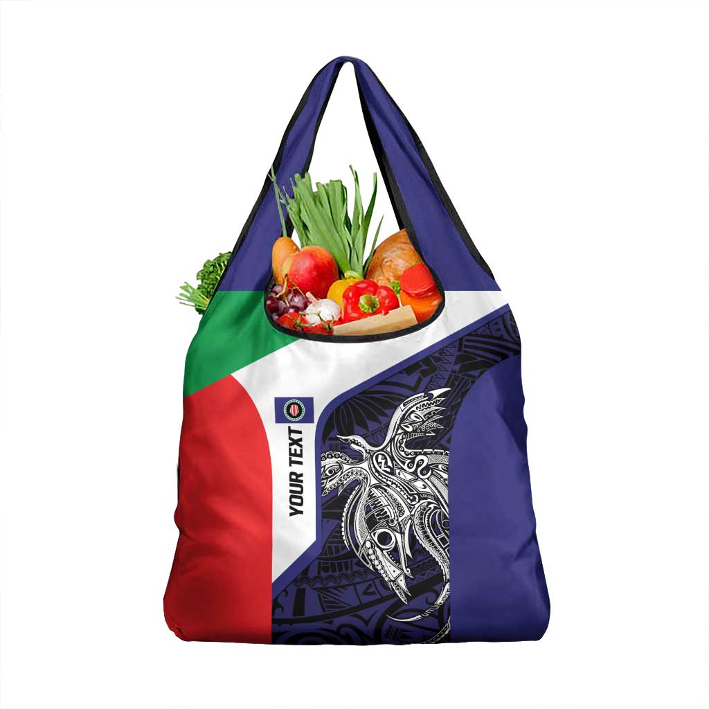Personalised PNG Bougainville Grocery Bag Bird of Paradise Tattoo Flag Motif - Polynesian Pride