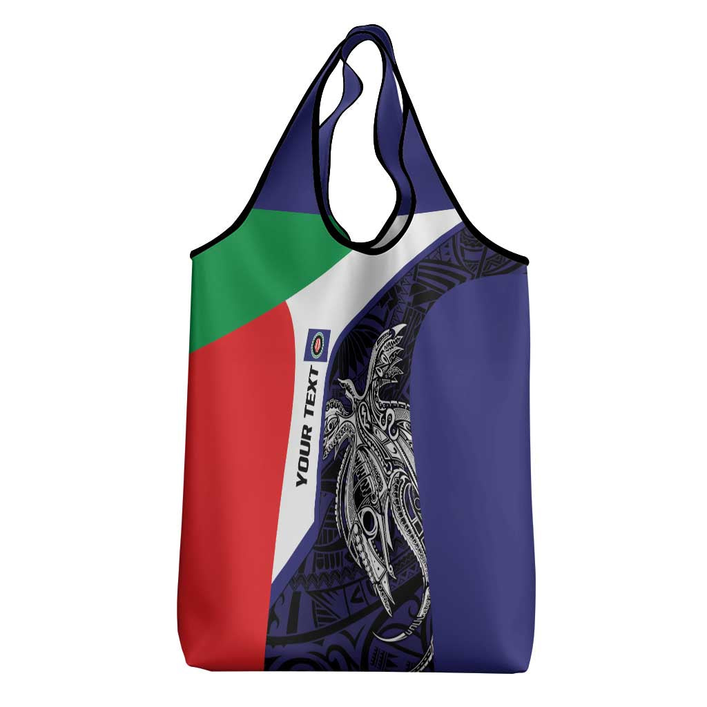 Personalised PNG Bougainville Grocery Bag Bird of Paradise Tattoo Flag Motif - Polynesian Pride