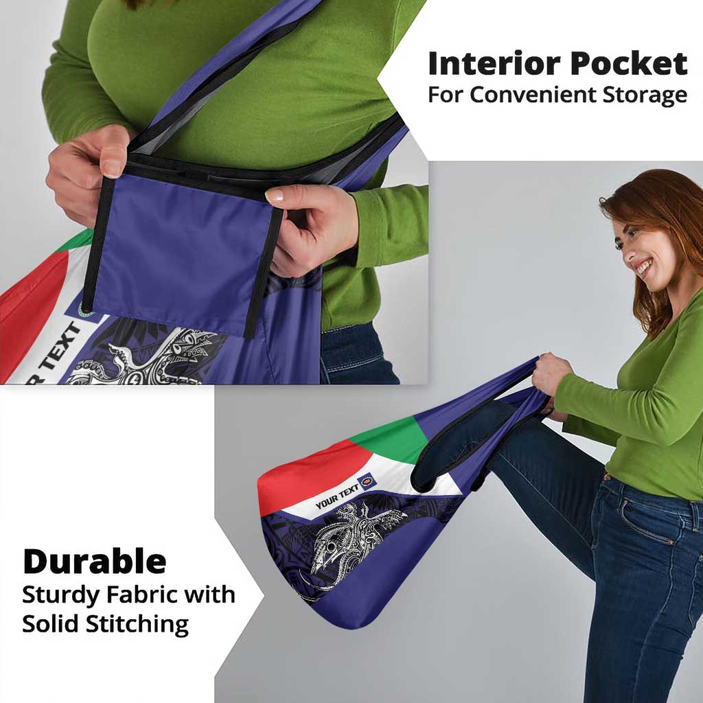 Personalised PNG Bougainville Grocery Bag Bird of Paradise Tattoo Flag Motif - Polynesian Pride