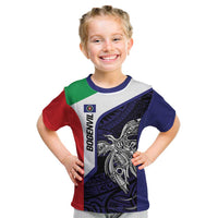 Personalised PNG Bougainville Kid T Shirt Bird of Paradise Tattoo Flag Motif - Polynesian Pride