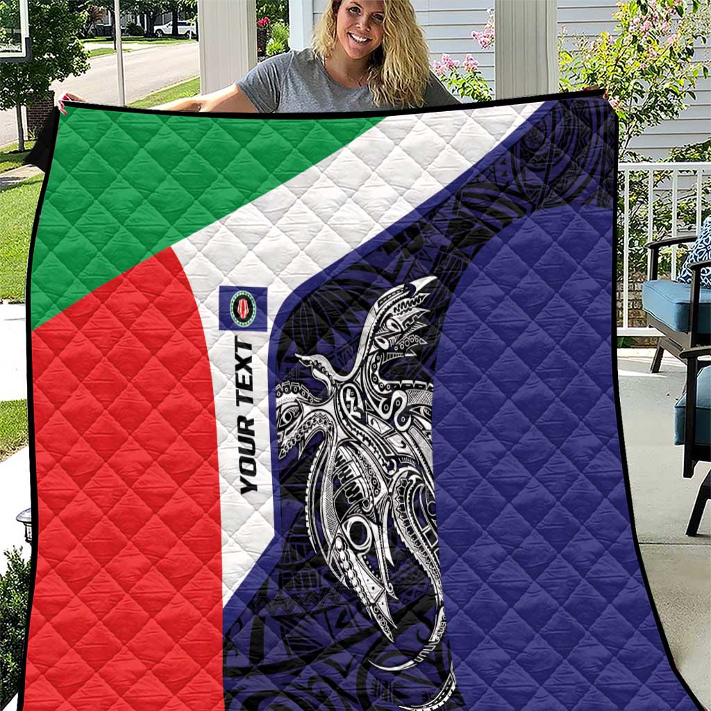 Personalised PNG Bougainville Quilt Bird of Paradise Tattoo Flag Motif LT9 Blue - Polynesian Pride