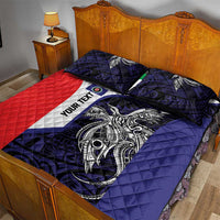 Personalised PNG Bougainville Quilt Bed Set Bird of Paradise Tattoo Flag Motif - Polynesian Pride