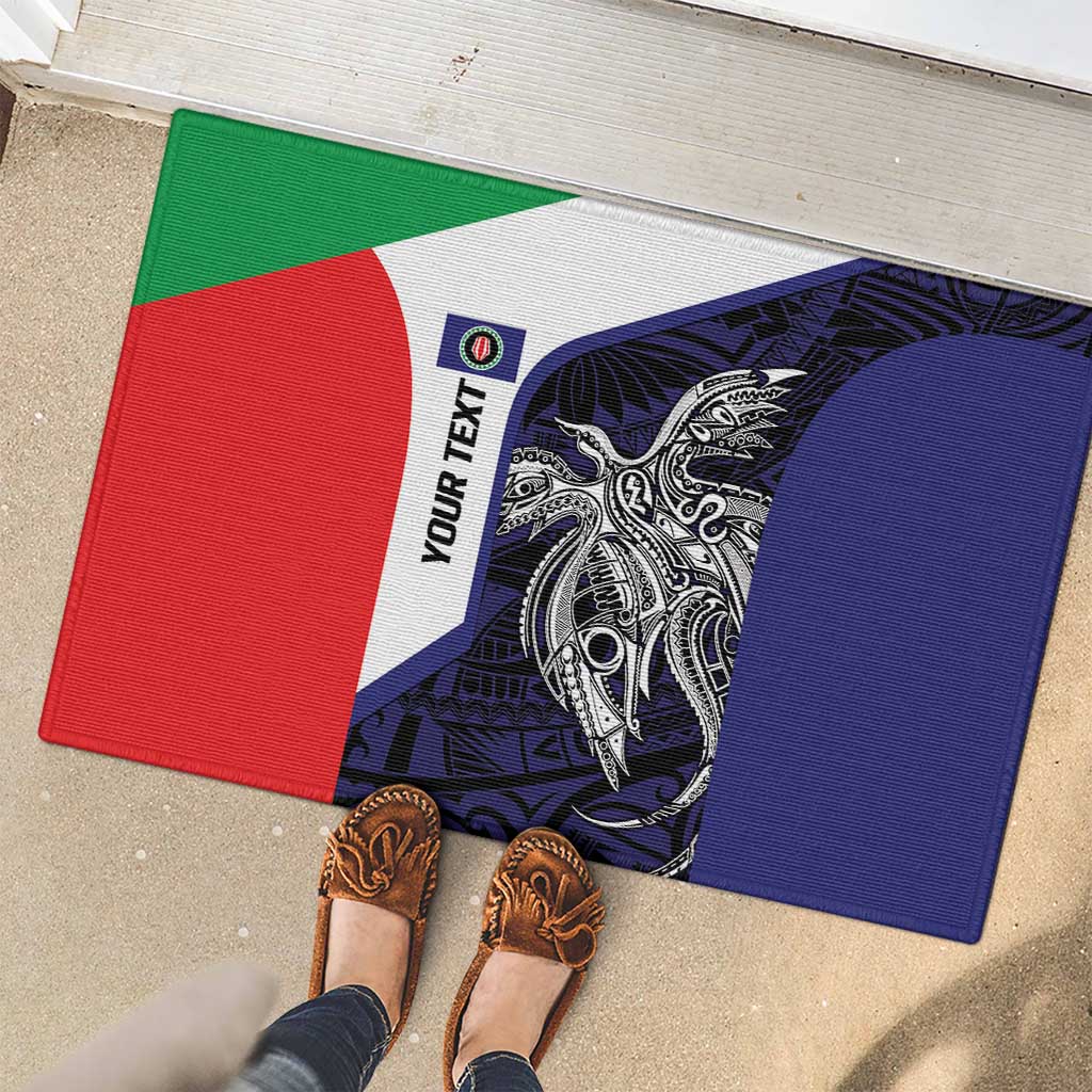 Personalised PNG Bougainville Rubber Doormat Bird of Paradise Tattoo Flag Motif - Polynesian Pride