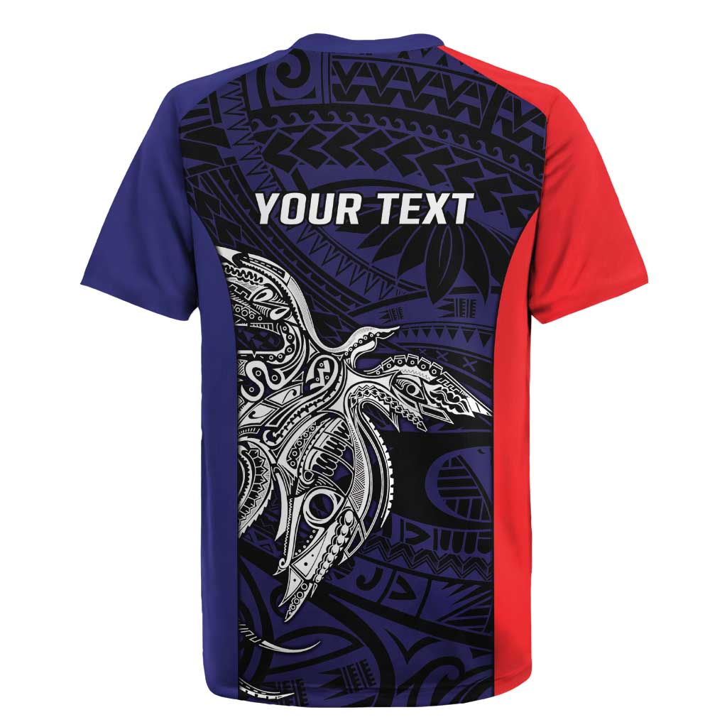 Personalised PNG Bougainville Rugby Jersey Bird of Paradise Tattoo Flag Motif - Polynesian Pride