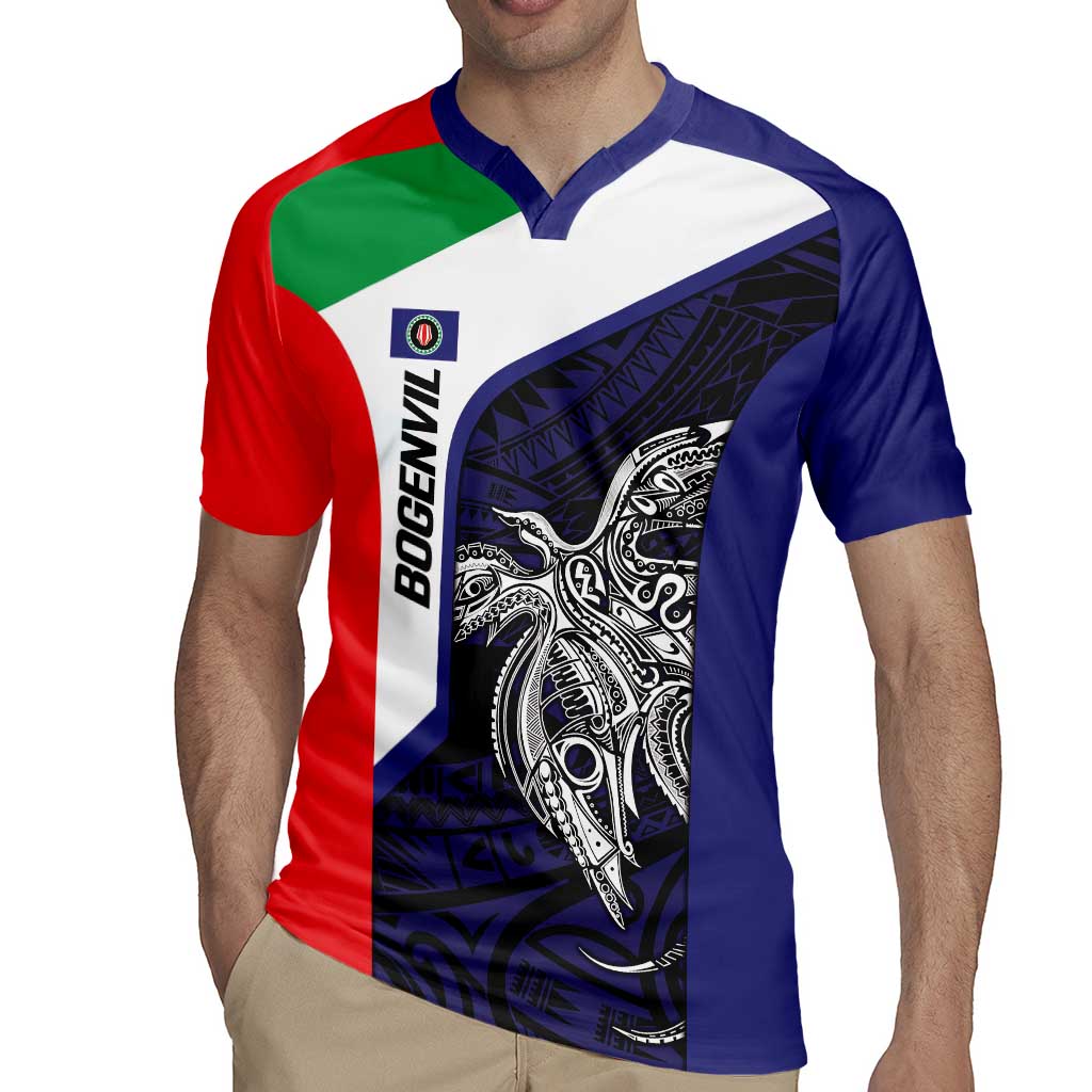 Personalised PNG Bougainville Rugby Jersey Bird of Paradise Tattoo Flag Motif - Polynesian Pride