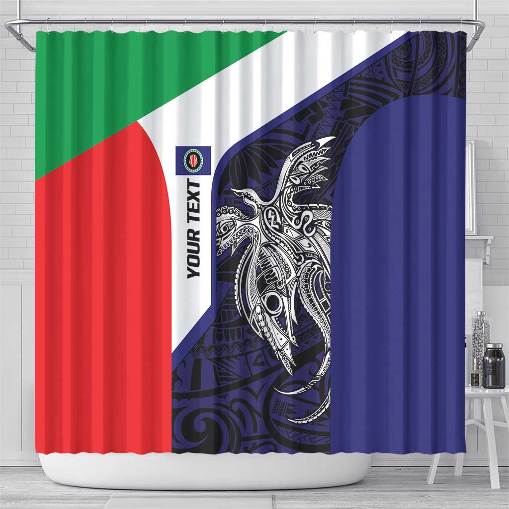Personalised PNG Bougainville Shower Curtain Bird of Paradise Tattoo Flag Motif - Polynesian Pride