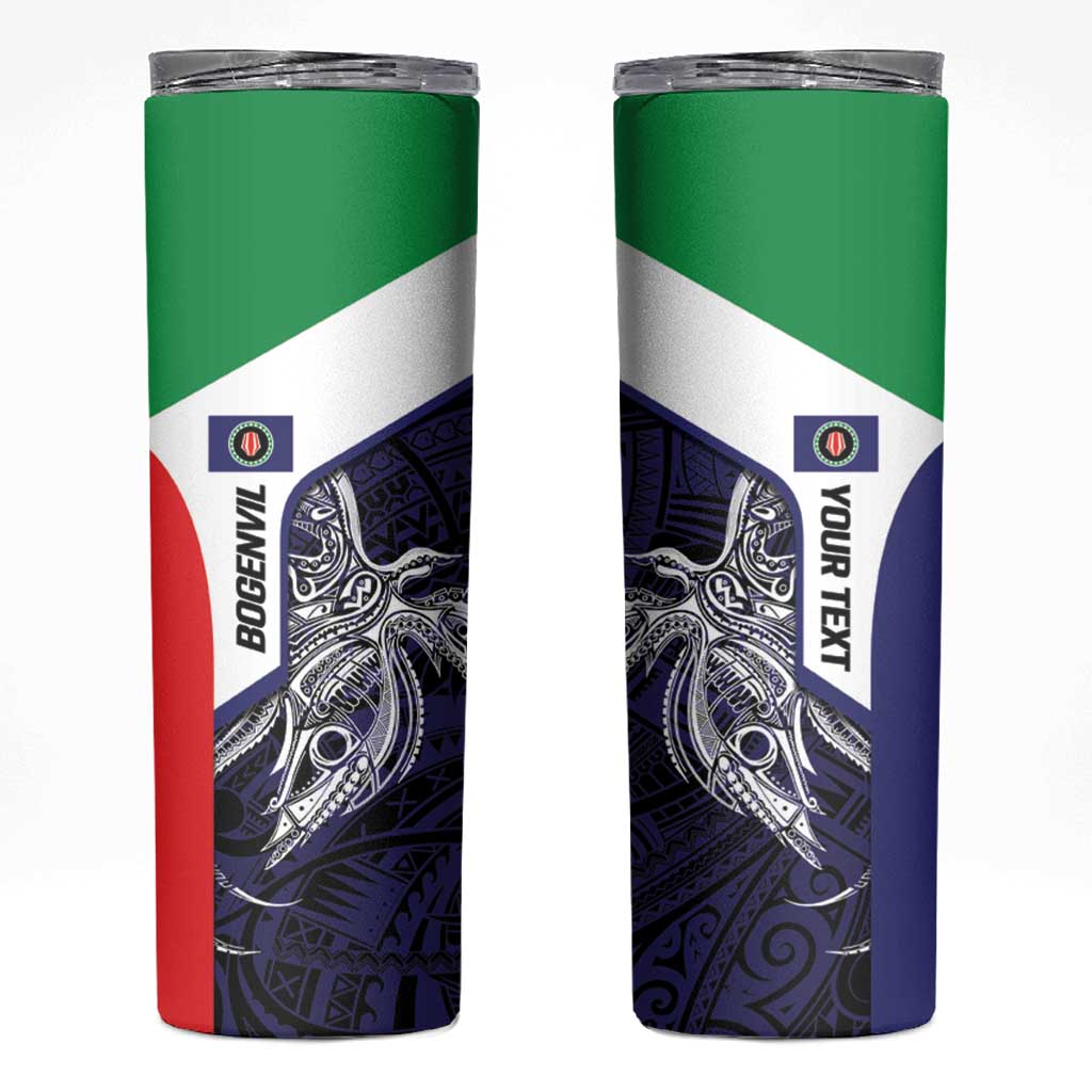 Personalised PNG Bougainville Skinny Tumbler Bird of Paradise Tattoo Flag Motif - Polynesian Pride