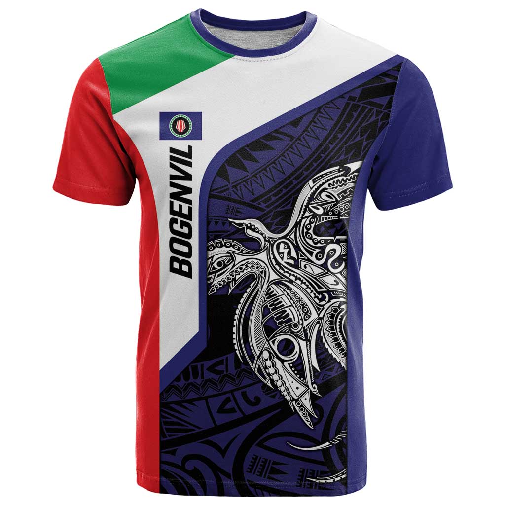 Personalised PNG Bougainville T Shirt Bird of Paradise Tattoo Flag Motif - Polynesian Pride