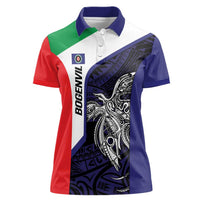 Personalised PNG Bougainville Women Polo Shirt Bird of Paradise Tattoo Flag Motif - Polynesian Pride