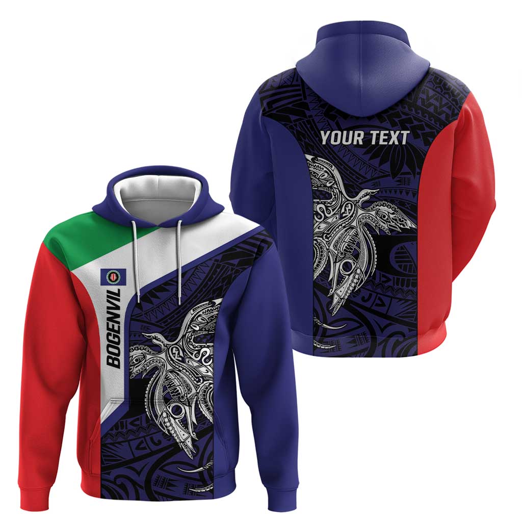 Personalised PNG Bougainville Zip Hoodie Bird of Paradise Tattoo Flag Motif - Polynesian Pride