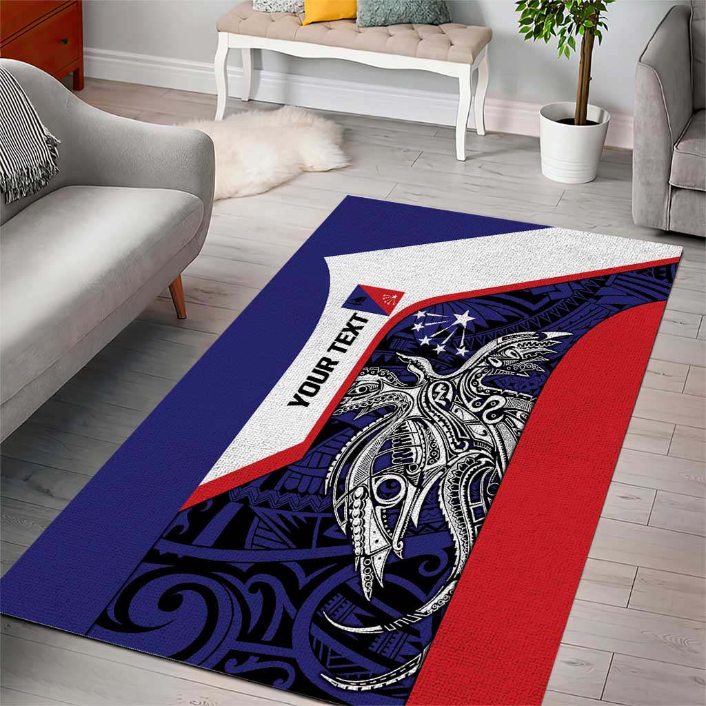 Personalised PNG Central Province Area Rug Bird of Paradise Tattoo Flag Motif - Polynesian Pride