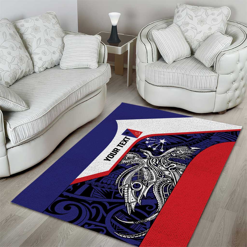 Personalised PNG Central Province Area Rug Bird of Paradise Tattoo Flag Motif - Polynesian Pride