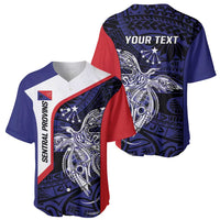 Personalised PNG Central Province Baseball Jersey Bird of Paradise Tattoo Flag Motif - Polynesian Pride