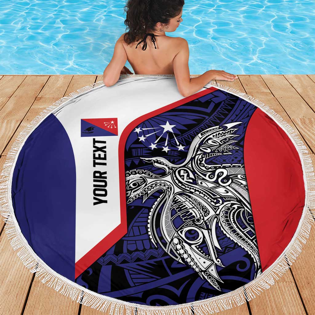 Personalised PNG Central Province Beach Blanket Bird of Paradise Tattoo Flag Motif - Polynesian Pride