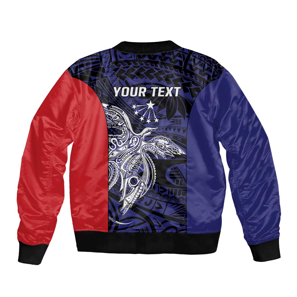 Personalised PNG Central Province Bomber Jacket Bird of Paradise Tattoo Flag Motif LT9 - Polynesian Pride