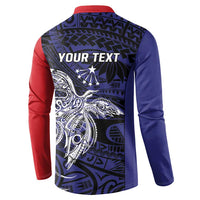 Personalised PNG Central Province Button Sweatshirt Bird of Paradise Tattoo Flag Motif - Polynesian Pride