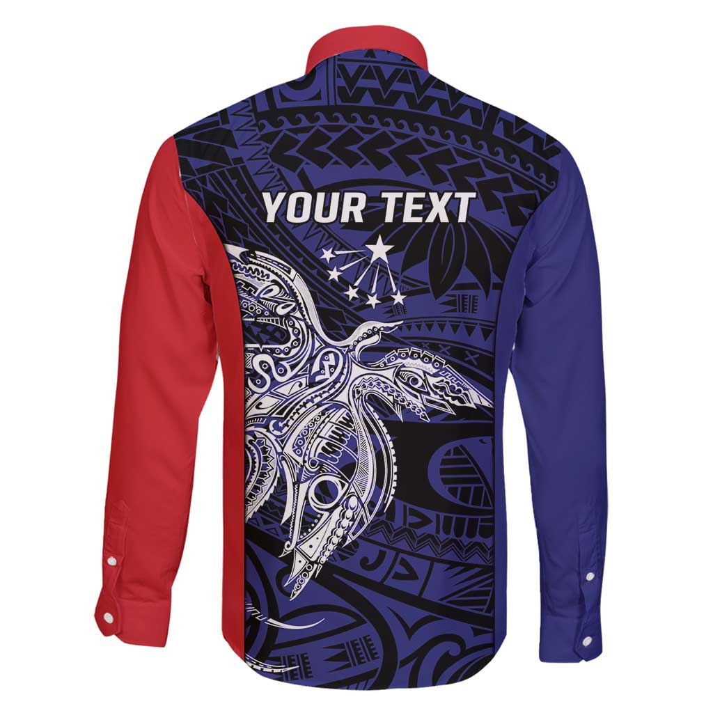 Personalised PNG Central Province Family Matching Long Sleeve Bodycon Dress and Hawaiian Shirt Bird of Paradise Tattoo Flag Motif - Polynesian Pride