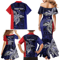 Personalised PNG Central Province Family Matching Mermaid Dress and Hawaiian Shirt Bird of Paradise Tattoo Flag Motif - Polynesian Pride