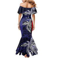 Personalised PNG Central Province Family Matching Mermaid Dress and Hawaiian Shirt Bird of Paradise Tattoo Flag Motif - Polynesian Pride