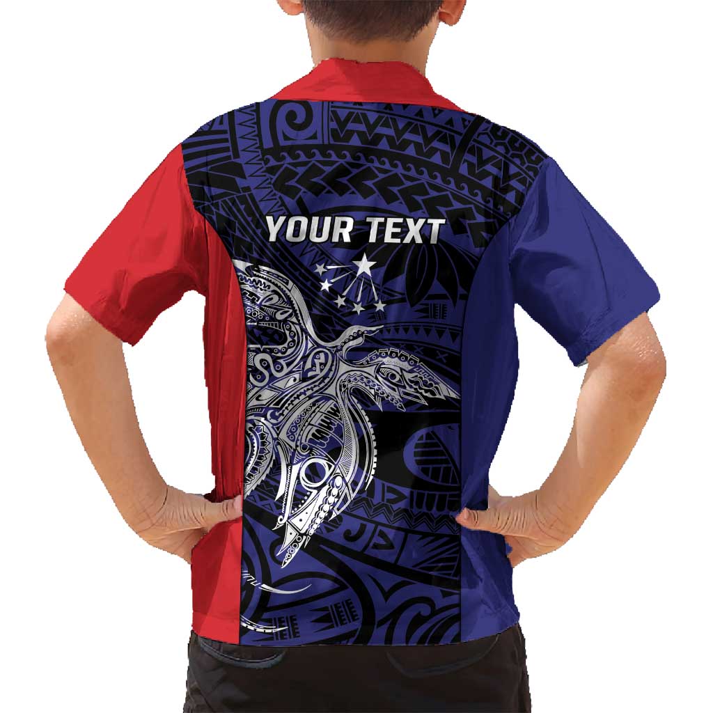 Personalised PNG Central Province Family Matching Off Shoulder Maxi Dress and Hawaiian Shirt Bird of Paradise Tattoo Flag Motif - Polynesian Pride