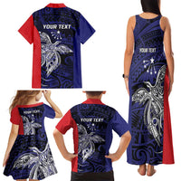 Personalised PNG Central Province Family Matching Tank Maxi Dress and Hawaiian Shirt Bird of Paradise Tattoo Flag Motif - Polynesian Pride