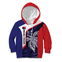 Personalised PNG Central Province Kid Hoodie Bird of Paradise Tattoo Flag Motif - Polynesian Pride