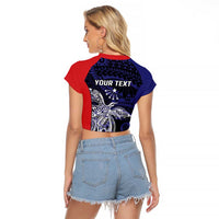 Personalised PNG Central Province Raglan Cropped T Shirt Bird of Paradise Tattoo Flag Motif - Polynesian Pride