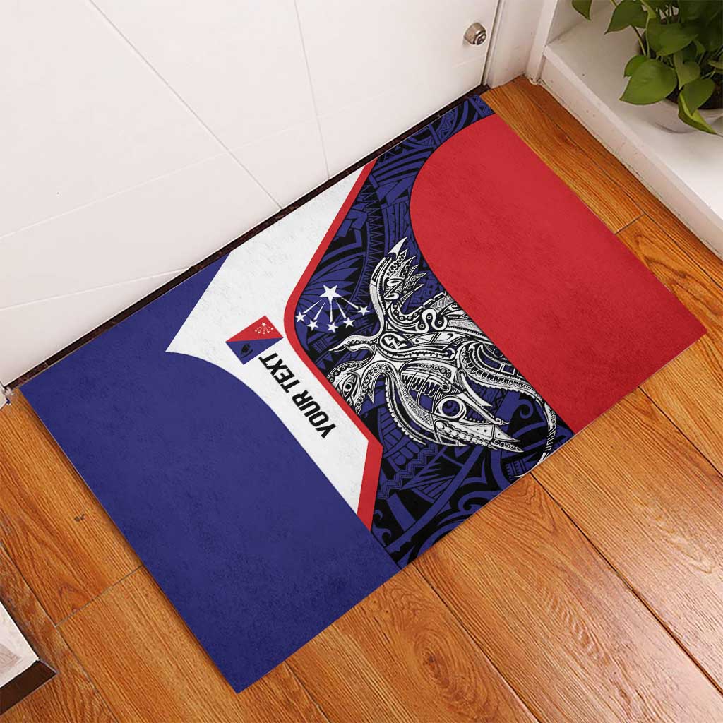 Personalised PNG Central Province Rubber Doormat Bird of Paradise Tattoo Flag Motif - Polynesian Pride