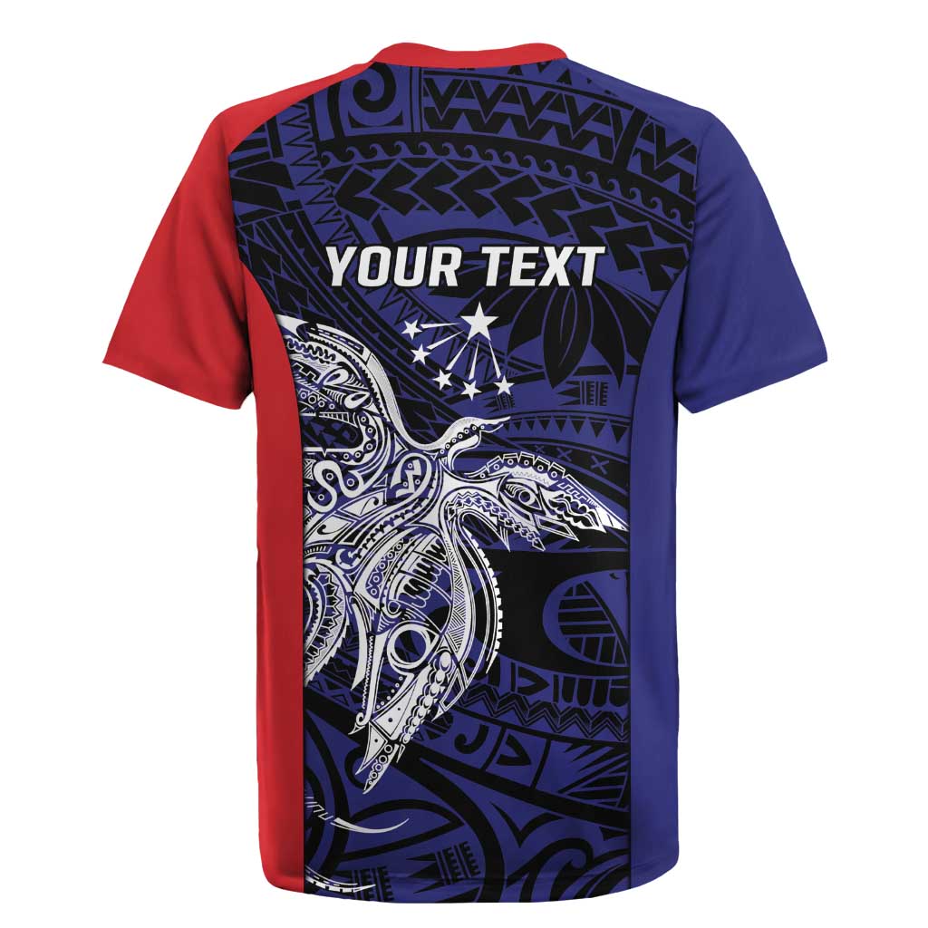 Personalised PNG Central Province Rugby Jersey Bird of Paradise Tattoo Flag Motif - Polynesian Pride